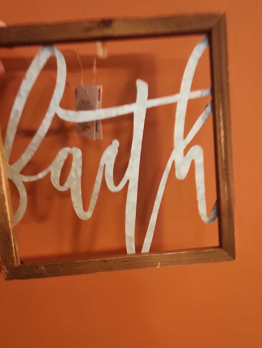 Framed "faith" Metal Wall Art - Silver Script on Wood Frame